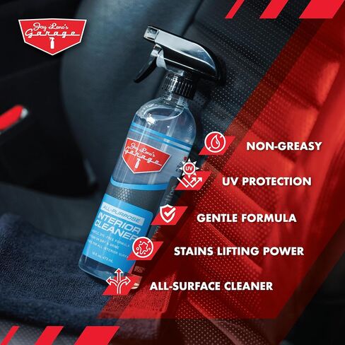 Jay Leno's Garage All Purpose Interior Cleaner Spray for Cars Trucks SUVs and Motorcycles Cleans Leather Vinyl Plastic Wood Grain and Screens Protects with UV Inhibitors 16 oz (16 oz (Pack of 2)) in Kuwait