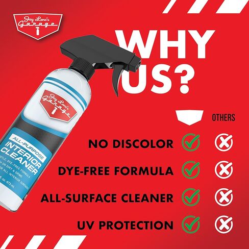 Jay Leno's Garage All Purpose Interior Cleaner Spray for Cars Trucks SUVs and Motorcycles Cleans Leather Vinyl Plastic Wood Grain and Screens Protects with UV Inhibitors 16 oz (16 oz (Pack of 2)) in Kuwait