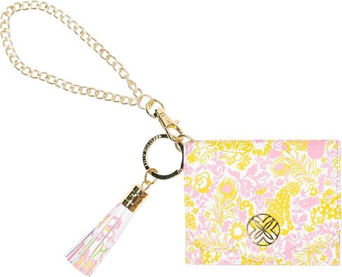 حافظة بطاقات الهوية من ليلي بوليتزر، محفظة سلسلة مفاتيح لطيفة، حامل بطاقات ائتمان رفيع مع حزام معصم بسلسلة ذهبية (حديقة الحيوان الملكية) in Kuwait