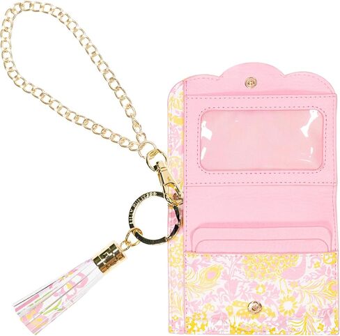 حافظة بطاقات الهوية من ليلي بوليتزر، محفظة سلسلة مفاتيح لطيفة، حامل بطاقات ائتمان رفيع مع حزام معصم بسلسلة ذهبية (حديقة الحيوان الملكية) in Kuwait