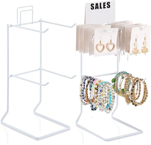 Coume 2 Pcs Jewelry Necklace Display Stand Metal Retail Counter Display Stand for Necklace Bracelets, Earrings, Ring, Keys, Watches(Black) in Saudi Arabia