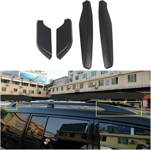 4 قطعة ABS سقف السيارة رف أمتعة السكك الحديدية نهاية غطاء قذيفة حامي متوافق لميتسوبيشي باجيرو V73 V93 V97 2009-2018 in Kuwait