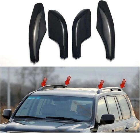 4 قطعة ABS FJ100 غطاء رف السقف متوافق مع تويوتا لاند كروزر برادو 100 LC100 1998-2007 رفوف الأمتعة السكك الحديدية نهاية شل استبدال أجزاء in Kuwait