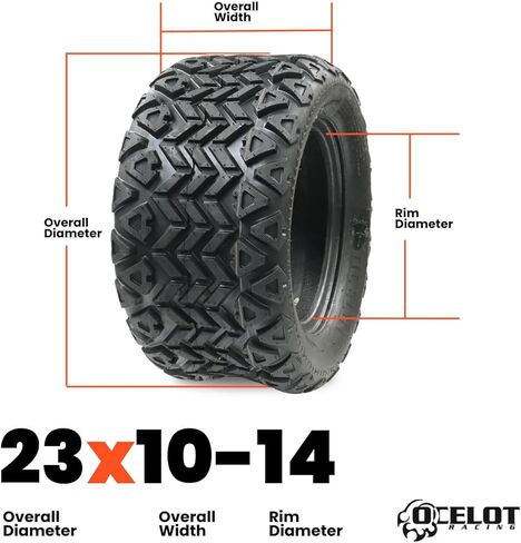 إطارات Ocelot P3026 23x10-14 لعربات الجولف، إطار متين متعدد التضاريس مكون من 4 طبقات مع قوة جر فائقة وتصميم مداس ذاتي التنظيف مقاوم للطين لأداء طويل الأمد على أي طريق in Kuwait