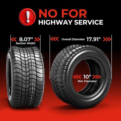 مجموعة إطارات عربة الجولف 205/50-10 مكونة من 4 قطع، 205x50-10 إطارات العشب والحديقة لجزازة العشب لنادي عربة الجولف، 4PR لايحتاج in Saudi Arabia