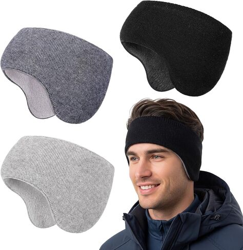 JenPen 3 Pcs Three-layer Fleece Ear Warmer Muffs Headband, Winter Waterproof Fuzzy Ear Muff Covers for Men Women Ski Cycling in Saudi Arabia