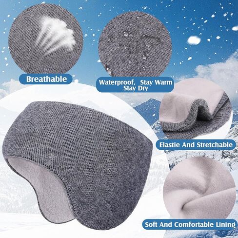 JenPen 3 Pcs Three-layer Fleece Ear Warmer Muffs Headband, Winter Waterproof Fuzzy Ear Muff Covers for Men Women Ski Cycling in Saudi Arabia