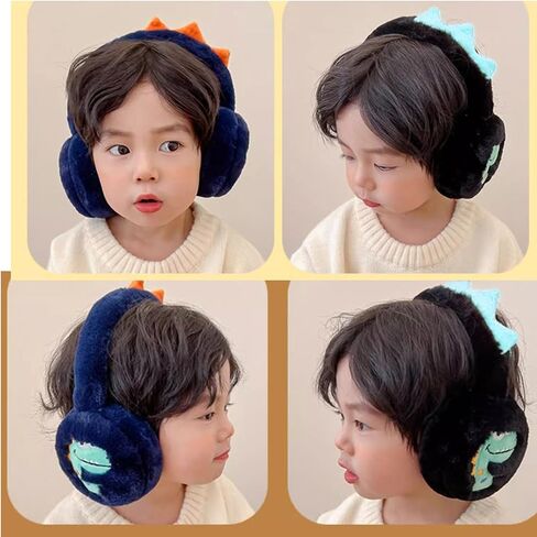 Dinosaur Plush Earmuffs Cartoon Pattern Ear Warmers Warm Winter Ear Protecting for Cold Weather in Saudi Arabia