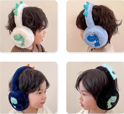 Dinosaur Plush Earmuffs Cartoon Pattern Ear Warmers Warm Winter Ear Protecting for Cold Weather in Saudi Arabia