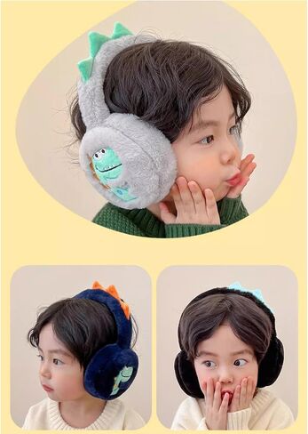 Dinosaur Plush Earmuffs Cartoon Pattern Ear Warmers Warm Winter Ear Protecting for Cold Weather in Saudi Arabia