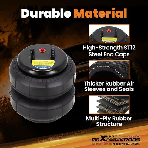 حزمة من 2 أكياس زنبركية هوائية بديلة مع تجهيزات هواء لأكياس التعليق الهوائي Firestone 6781 من maxpeedingrods، استبدل W21-760-6781 in Kuwait