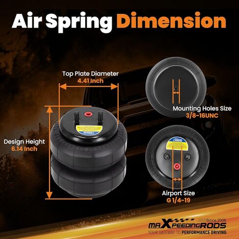 حزمة من 2 أكياس زنبركية هوائية بديلة مع تجهيزات هواء لأكياس التعليق الهوائي Firestone 6781 من maxpeedingrods، استبدل W21-760-6781 in Kuwait