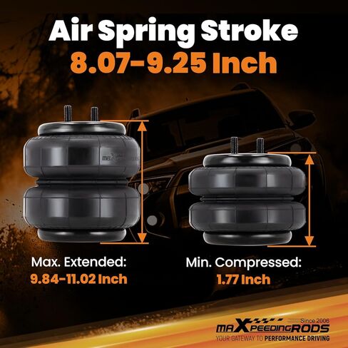 حزمة من 2 أكياس زنبركية هوائية بديلة مع تجهيزات هواء لأكياس التعليق الهوائي Firestone 6781 من maxpeedingrods، استبدل W21-760-6781 in Kuwait