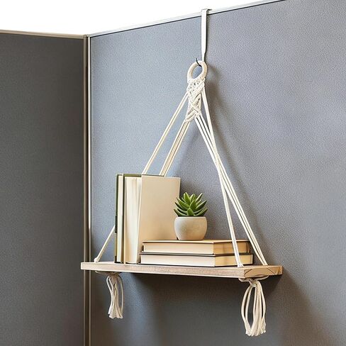 رف مقصورة للتعليق، رف مقصورة بوهو مع حبل منسوج يدويًا، ملحقات حجرة لديكور المكتب، المنظم، التخزين في أماكن العمل in Kuwait