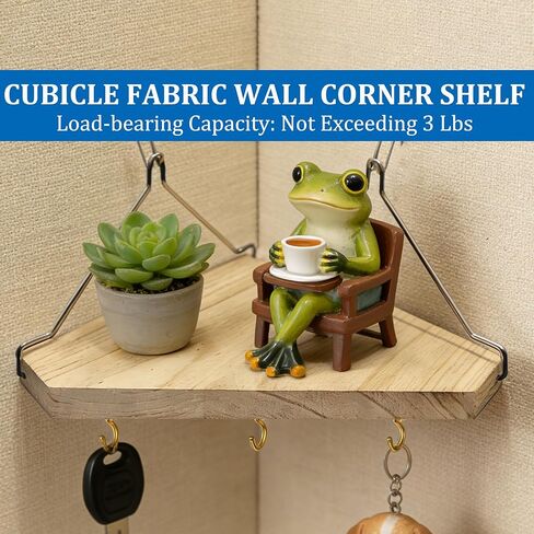 رف زاوية حائط من القماش مع خطافات، قطعتان من رف تخزين منظم للمكعبات الخشبية مع ملحقات حجرة الشماعات للنساء والرجال وديكور المكتب/المكتب - موفر للمساحة - لا يوجد مثقاب in Kuwait