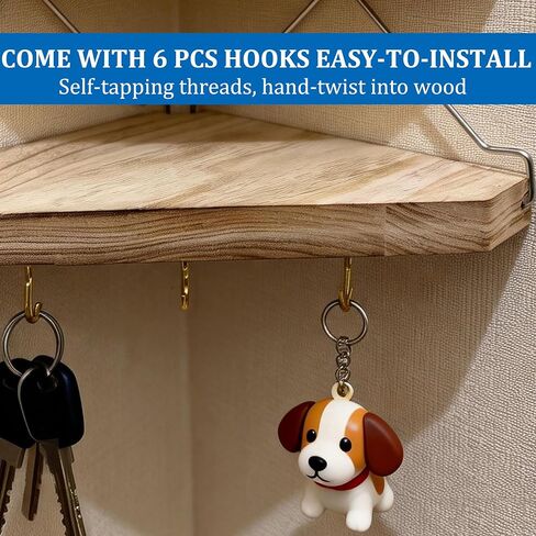 رف زاوية حائط من القماش مع خطافات، قطعتان من رف تخزين منظم للمكعبات الخشبية مع ملحقات حجرة الشماعات للنساء والرجال وديكور المكتب/المكتب - موفر للمساحة - لا يوجد مثقاب in Kuwait