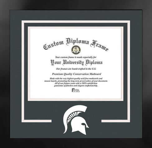 إطار أسود من صور الحرم الجامعي NCAA Michigan State Spartans للجنسين دبلوم الروح مانهاتن مع طباعة حجرية إضافية، أسود، مقاس واحد in Kuwait
