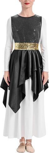 ODASDO Praise Dance Dresses for Women Liturgical Dancewear Sleeveless Satin Overlay Dress Costume (White Dress Not Included) in Saudi Arabia