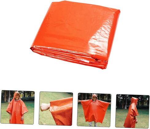 Garneck Emergency Survival Blanket Rain Poncho Waterproof Outdoor Raincoat for Adults Insulated Thermal Reflective Tactical Poncho for Camping and Emergency Situations in Saudi Arabia