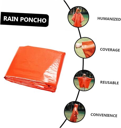 Garneck Emergency Survival Blanket Rain Poncho Waterproof Outdoor Raincoat for Adults Insulated Thermal Reflective Tactical Poncho for Camping and Emergency Situations in Saudi Arabia