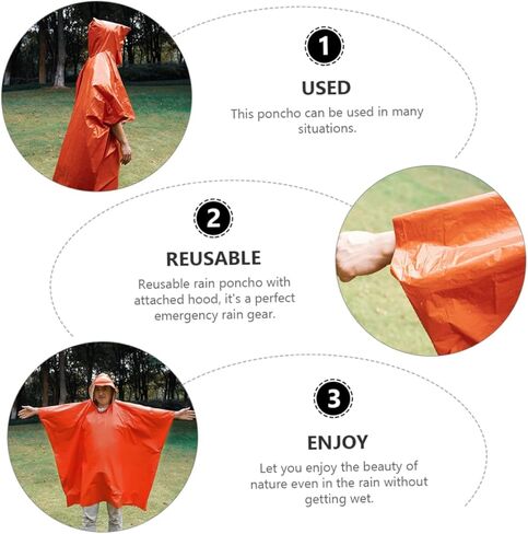 Garneck Emergency Survival Blanket Rain Poncho Waterproof Outdoor Raincoat for Adults Insulated Thermal Reflective Tactical Poncho for Camping and Emergency Situations in Saudi Arabia