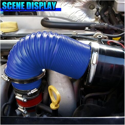 3 Inch Cold Air Intake Pipe, Flexible Stretchable Car Duct Tube with Length from 10" to 40", Universal Waterproof Vehicle Engine Air Intake Hose Replacement for Truck SUV (Blue) in Saudi Arabia