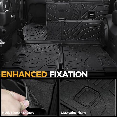 Cargo Mat for 2018-2025 2026 Jeep Wrangler JL (4-Door Unlimitied), Full Coverage All Weather TPE Protector Cargo Mat with Backrest Mat Trunk Mat Cargo Liner for Jeep Wrangler Accessories in Kuwait