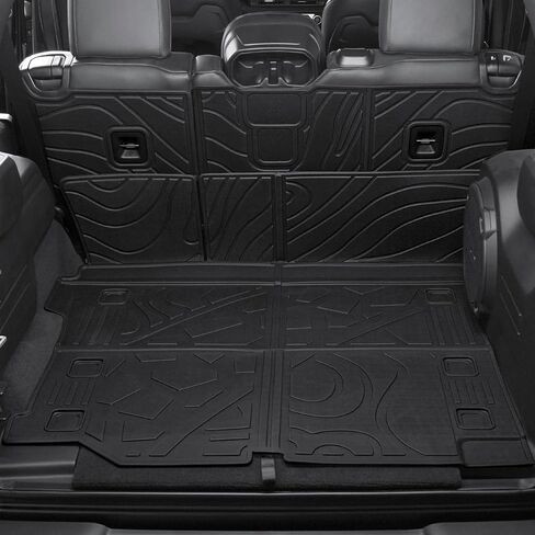 Cargo Mat for 2018-2025 2026 Jeep Wrangler JL (4-Door Unlimitied), Full Coverage All Weather TPE Protector Cargo Mat with Backrest Mat Trunk Mat Cargo Liner for Jeep Wrangler Accessories in Kuwait