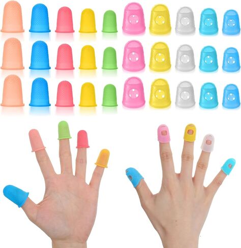 30PCS Rubber Finger Thimbles, Silicone Thimble Fingertip, Hand Sewing Silicone Finger Tips, Fingers Protector Covers for Quilting, Knitting, Embroidery, Paperwork, Money Counting and Playing Guitar in Kuwait