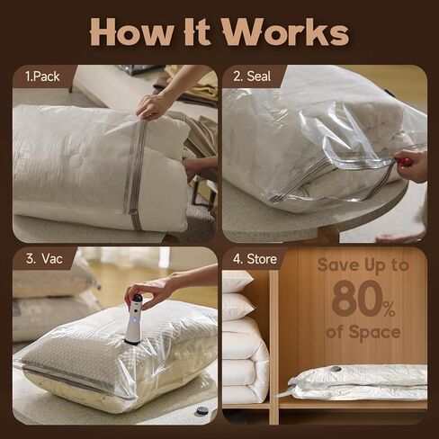 Vacuum Bags for Travel with Rechargeable air Pump, Carry-on Size Compression Packing Bags for Luggage and Suitcase, Space Saver for Clothes and Clothing 15 Jumbo Size in Kuwait