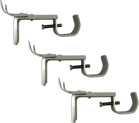 دعامات قضبان الستارة العالمية من سنوجسيت، مجموعة من 3 - لمسة نهائية من النيكل، فولاذ عالي التحمل، عرض قابل للتعديل، تركيب بدون مثقاب in Kuwait