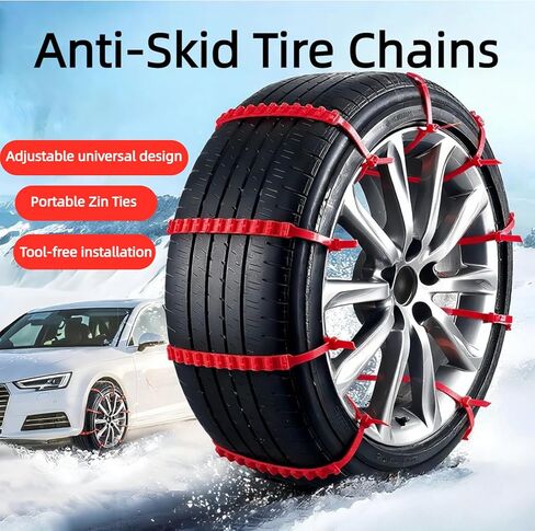 20-PCS Snow Tire Chains, Universal Emergency Tire Chains, Adjustable Plastic Anti-Skid Ties,Safety Chains for Most Cars Trucks and SUV, Reusable Portable Safety Anti-Slip Tire Chains (Red) in Saudi Arabia