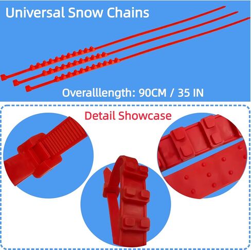 20-PCS Snow Tire Chains, Universal Emergency Tire Chains, Adjustable Plastic Anti-Skid Ties,Safety Chains for Most Cars Trucks and SUV, Reusable Portable Safety Anti-Slip Tire Chains (Red) in Saudi Arabia
