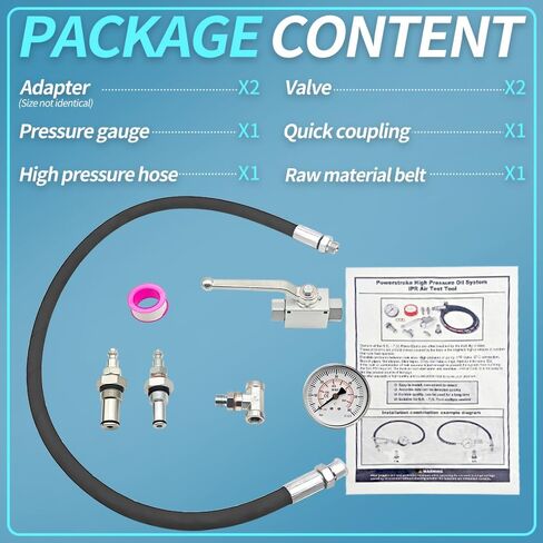 Oil Pressure Tester Kit Fit for Ford 6.0L-7.3LPowerstroke Engines, with 7.3L Powerstroke High Pressure Oil System IPR Air Test Fitting, Engine Oil Quality Tester Tools in Kuwait