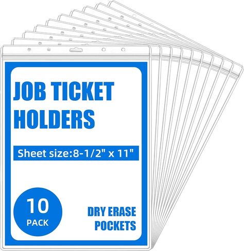 10 Pack Sheet Protectors, 8.5" x 11" Waterproof Resealable Zip Paper Page Protectors Heavy Duty Dry Erase Document Storage Shop Ticket Holders Clear Rigid Plastic Sleeves(Vertical) in Kuwait