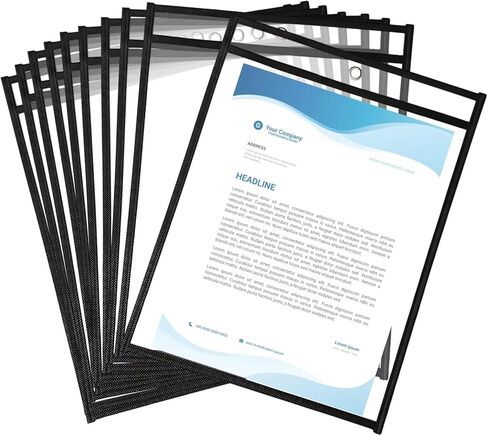 Job Ticket Holders, 9.5x12 Inch Plastic Sleeves, 8.5 x 10 Shop Ticket Holders for Letter Size Wall-Mounted Document Organization, Waterproof (10 Pack) in Kuwait