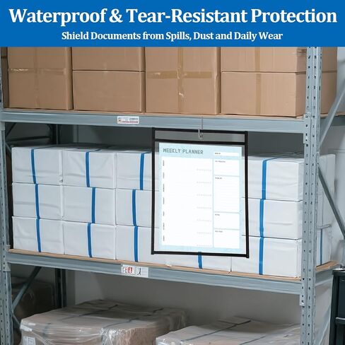 Job Ticket Holders, 9.5x12 Inch Plastic Sleeves, 8.5 x 10 Shop Ticket Holders for Letter Size Wall-Mounted Document Organization, Waterproof (10 Pack) in Kuwait