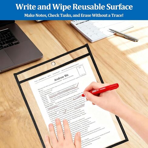 Job Ticket Holders, 9.5x12 Inch Plastic Sleeves, 8.5 x 10 Shop Ticket Holders for Letter Size Wall-Mounted Document Organization, Waterproof (10 Pack) in Kuwait