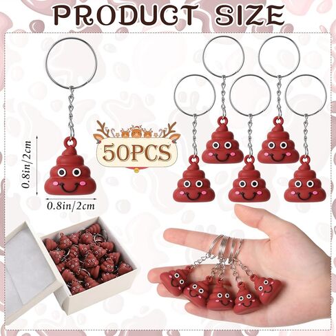 50 Pcs Mini Poop Figurines Keychain Tiny Poo Statues Key Chain Small Fake Poop Figures Pendant for Goody Bag Stuffers Prank Props Hide and Seek Gifts Classroom Prizes Backpack and Bag Decor in Saudi Arabia