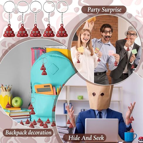 50 Pcs Mini Poop Figurines Keychain Tiny Poo Statues Key Chain Small Fake Poop Figures Pendant for Goody Bag Stuffers Prank Props Hide and Seek Gifts Classroom Prizes Backpack and Bag Decor in Saudi Arabia