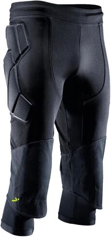 Storelli ExoShield Goalkeeper 3/4 Pants, High-Impact Protection, Sweat-Wicking, UV-Resistant Athletic Bottoms for Soccer & Heavy-Duty Sports, Black, Small in Kuwait