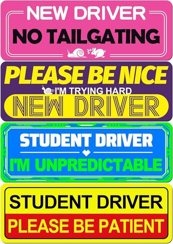 Student Driver Magnet for Car,4-pc Universal for Male and Female New Drivers,New Drivers Sticker,Reusable Student Driver Stickers with Reflective Markings in Saudi Arabia