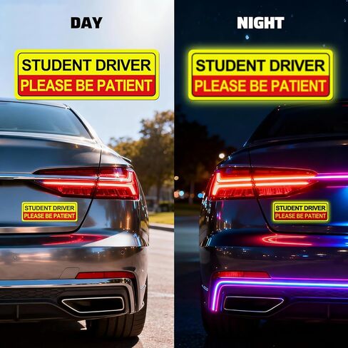 Student Driver Magnet for Car,4-pc Universal for Male and Female New Drivers,New Drivers Sticker,Reusable Student Driver Stickers with Reflective Markings in Saudi Arabia