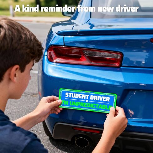 Student Driver Magnet for Car,4-pc Universal for Male and Female New Drivers,New Drivers Sticker,Reusable Student Driver Stickers with Reflective Markings in Saudi Arabia
