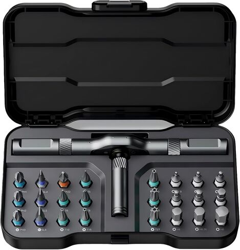ATuMan 24 In 1 Ratcheting Screwdriver Set, Mini Ratchet Wrench with Reversible High Torque Drive Handle, Close Quarter Right Angle Offset Screwdriver Bit Set 1/4 Multi Hex/Phillips/Slotted/Torx in Saudi Arabia