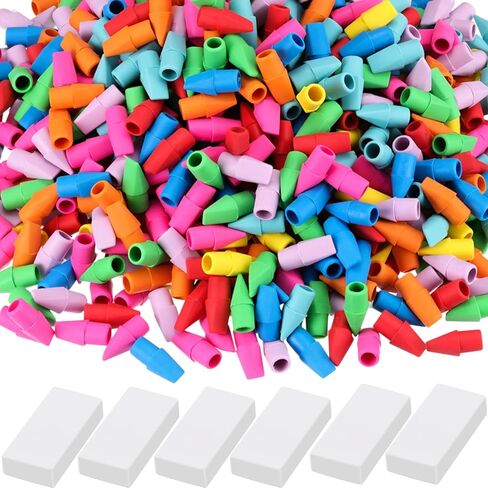800+80 Pcs Pencil Top Erasers Caps Erasers Caps Bulk, Colorful Pencil Toppers & White Eraser Set for Favors Games Prizes Office Home, Mix 8 Assorted Colors in Saudi Arabia