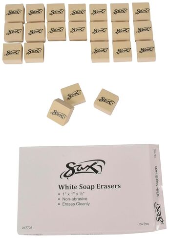 Sax Soap Erasers - 1 x 1 x 5/8 inches - Pack of 24 - 247703, White, Small in Saudi Arabia