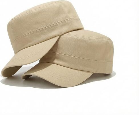 2 Pack Cadet Army Caps Cotton Military Style Patrol Hats Adjustable Veteran Flat Top Hat in Saudi Arabia