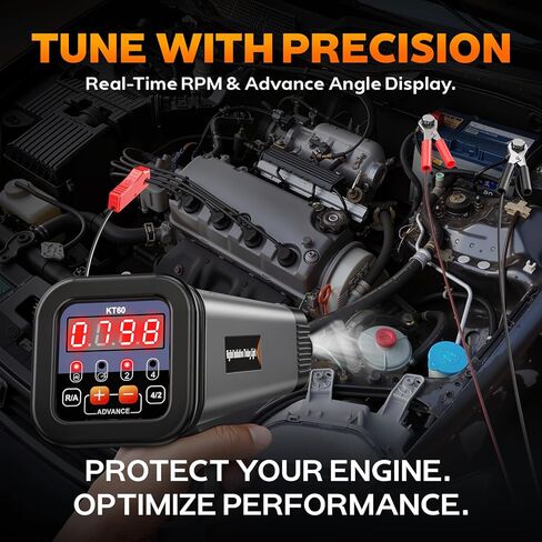 KZYEE KT60 ضوء التوقيت الرقمي مع دورة في الدقيقة وزاوية متقدمة، 12 فولت ضوء توقيت الإشعال الحثي لمحركات البنزين 2&4 السكتة الدماغية واختبار شمعة الإشعال KZYEE KS30 - ملف الإشعال بنقرة واحدة واختبار شمعة الإشعال in Kuwait