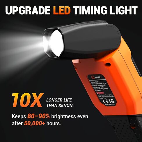 KZYEE KT80 ضوء توقيت رقمي مع ستروب LED، RPM/Tach، زاوية متقدمة، مسكن، اختبار الجهد الحقيقي 0-35 فولت، USB-C قابل لإعادة الشحن ونسخ احتياطي 12 فولت واختبار قابس الإشعال KZYEE KS30 in Kuwait